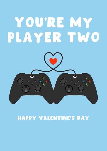 Cute Valentine’s Day Card - You’re My Player Two - XBox Controllers created by Pink Peach Cards