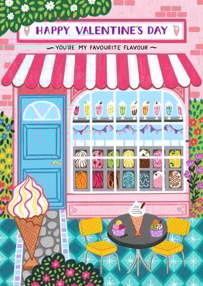 Romantic Cheeky Ice Cream Shop Valentine's Day Card, For Girlfriend, Wife, Her created by Pear Tree Press