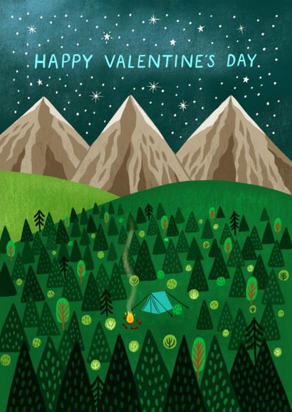Traditional Camping Mountains Valentine's Day Card - For Girlfriend, Boyfriend created by Pear Tree Press