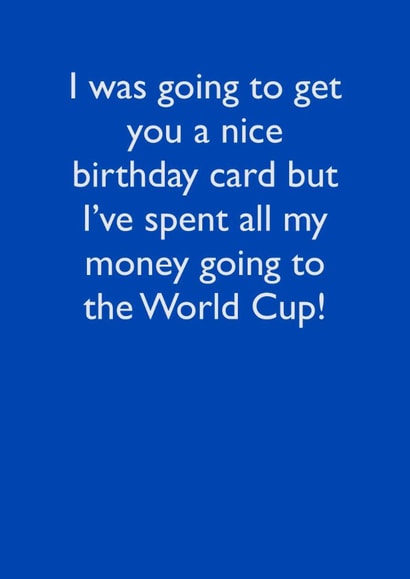 Funny World Cup birthday card created by Two Three Five Design