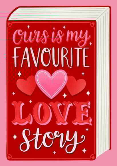 Cute Book Valentines Card - Ours is my favourite love story created by Alice Griffiths Illustration