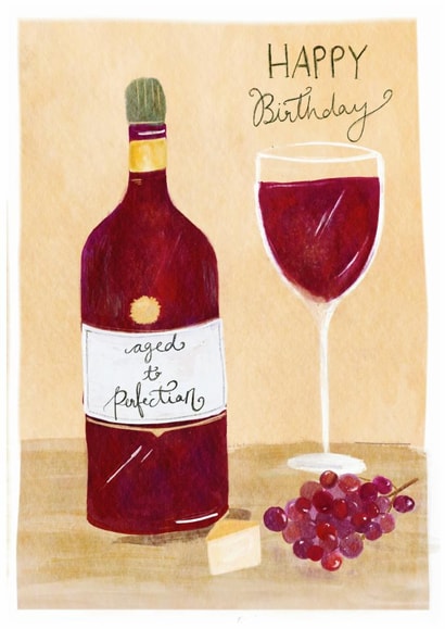 Wine Birthday Card – Aged to Perfection – Classic created by Krupali Patel