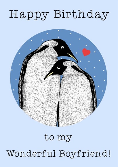 Cute Birthday Card - For Boyfriend - Penguins created by Beth Higgins Art