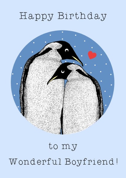 Cute Birthday Card - For Boyfriend - Penguins created by Beth Higgins Art