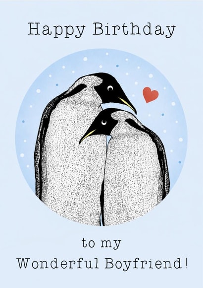 Cute Birthday Card - For Boyfriend - Penguins created by Beth Higgins Art