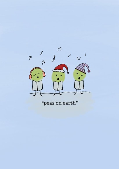 Christmas Funny Peas Peace Carol Singing Holiday Festive Cute Card created by Hannah Nicholson-Tottle