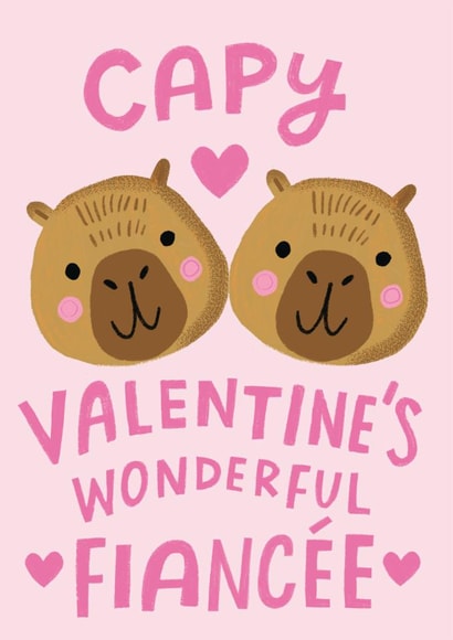 Cute Valentine's Day Card - Wonderful Fiancée - Capybara created by @AimeeStevens.Design