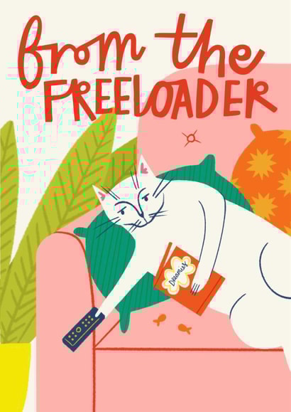 Funny Birthday Card - Freeloading Cat created by AbiGoLucky
