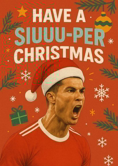 Cristiano Ronaldo Christmas Card – SIUUU Funny Football Xmas Card created by Abby Bailey