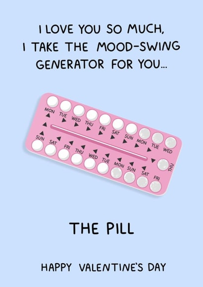 Funny Contraception Pill Valentine’s Day Card For Boyfriend/Husband - The Pill created by YAWN DESIGNS