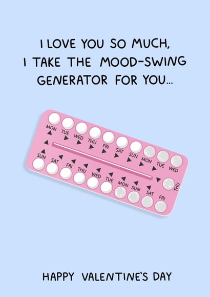 Funny Valentine’s Day Card - For Him - The Pill - Contraception Pill created by YAWN DESIGNS