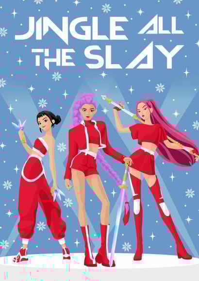 Fun Christmas Card - Kpop Demon Hunters - Jingle All The Slay created by Pink Peach Cards