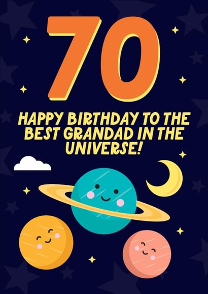 Cute 70th Birthday Card - For The Best Grandad - In The Universe created by Blush & Blossom 