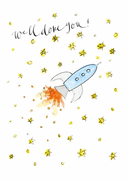 Classic Congratulations Card - Well Done - Rocket created by Gabrielle Solly Illustration
