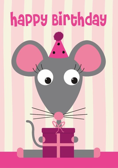 Cute Children's Birthday Card - Mouse created by Stripey Cats