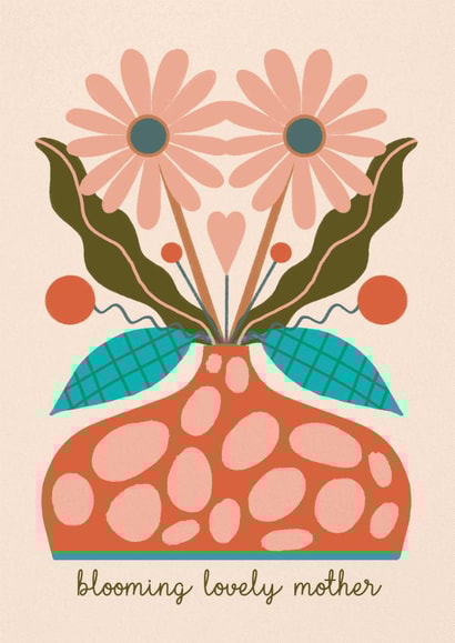 Arty Mother's Day/Birthday Card - Blooming Lovely - Flowers created by NICHOLA COWDERY ILLUSTRATIONS 