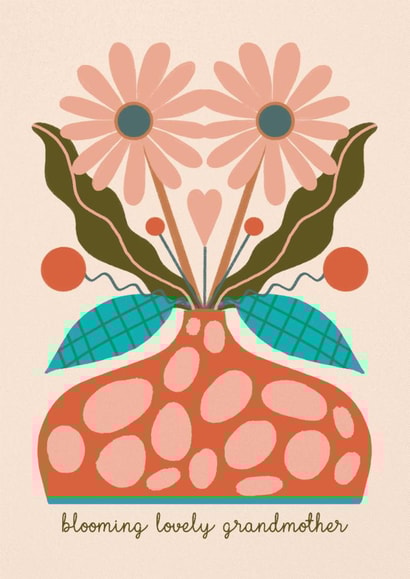 Arty Birthday Day Card - Blooming Lovely Grandmother created by NICHOLA COWDERY ILLUSTRATIONS 