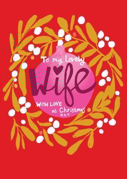 Classic Christmas Card - Lovely Wife - Berry Wreath created by Paper Salad