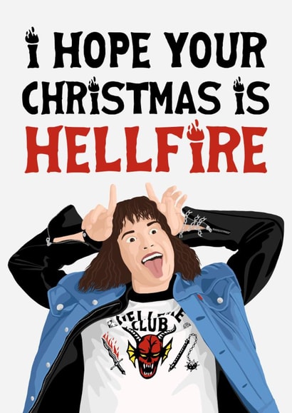 Funny Christmas Card - Stranger Things - Hellfire Club - Eddie Munson created by Pink Peach Cards