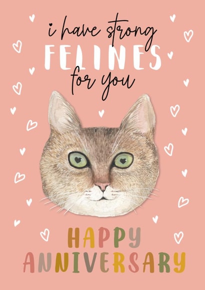 Cat Anniversary - I have Strong Felines for you Watercolour created by Michelle Khoury