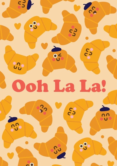 Cute Valentine’s Day Card – Ooh La La – Croissants created by Studio Boketto