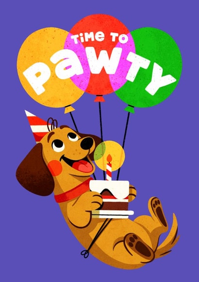 Cute Birthday Card - Time To Pawty - Dog Pun created by Folio | Ian Owen