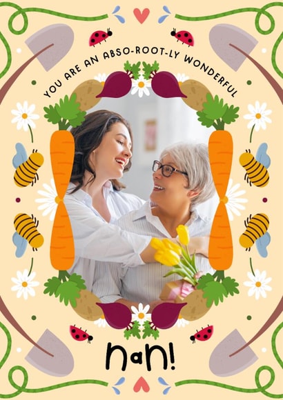 Cute Mother's Day/Birthday Card - For Nan - Gardening - Root Vegetables created by Joanne Hawker