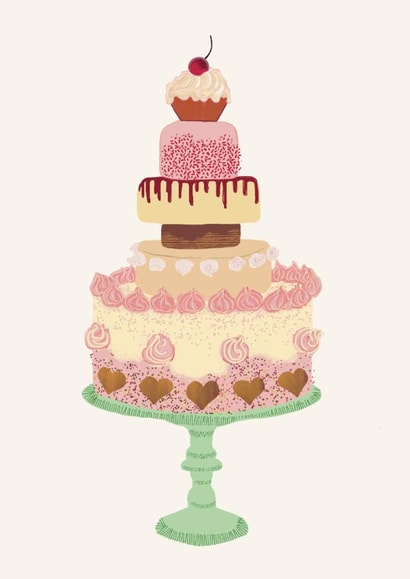 Classic birthday card - celebration cake - retro luxury created by Laura Murray