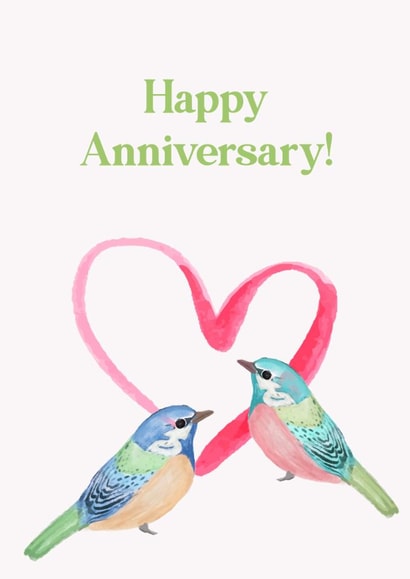 Lovely heart and birds Anniversary card for lovebird couple created by Fatema Khambati