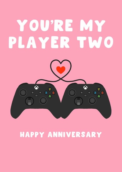 Cute Anniversary Card - My Player 2 - For Her created by Pink Peach Cards