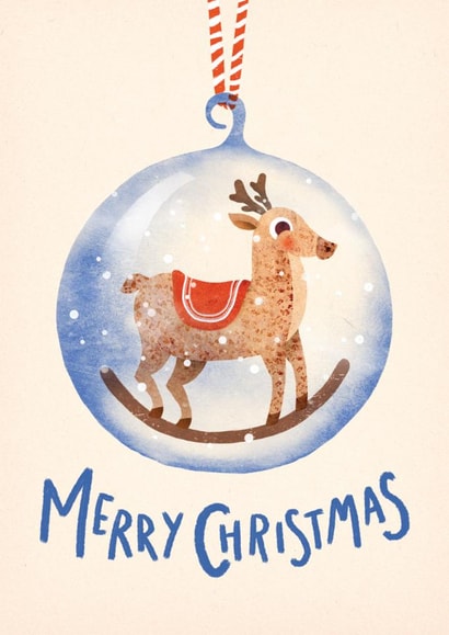 Classic Christmas Card - Snow Globe - Reindeer created by Emily Nash Illustration