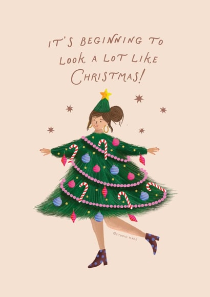 Classic Christmas Card - It's Beginning To Look A Lot Like Christmas! - For Her created by Studio Mads