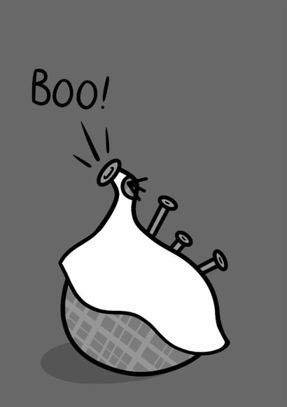 Cute Halloween Ghost Card - Boo - Bagpipe created by Greetin’ Cards UK