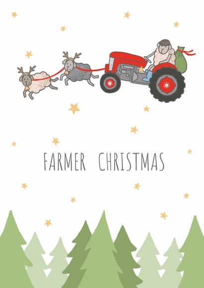 Funny Farmer Sheep & Tractor Christmas Card created by FELLTARN