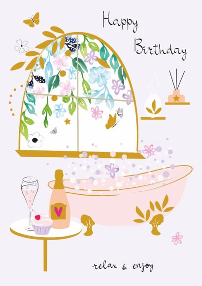 Classic Birthday Card - Pamper Time - Relax & Enjoy created by SABIVO Design by Sabina