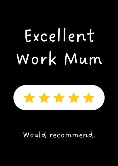 Fun Mother's Day Card - For Work Mum - Five Star created by Sundiva Designs