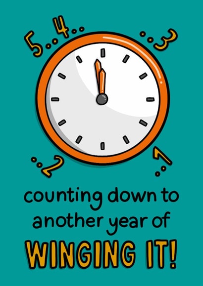 Funny New Year Card - Counting Down - Winging It created by TeePee Creations