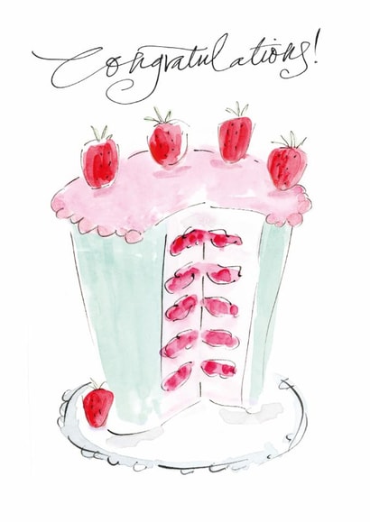 Traditional Congratulations Card - Strawberry Cake created by Gabrielle Solly Illustration