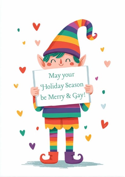 Merry & Gay Rainbow Elf Christmas Card created by something witty