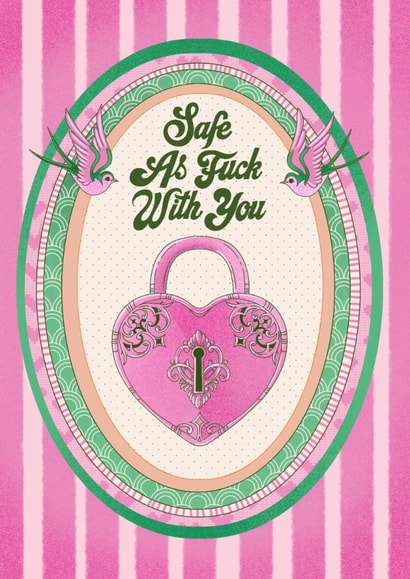 Arty Valentine’s Day Card - Safe As Fuck With You - Lock created by Kasia Cards
