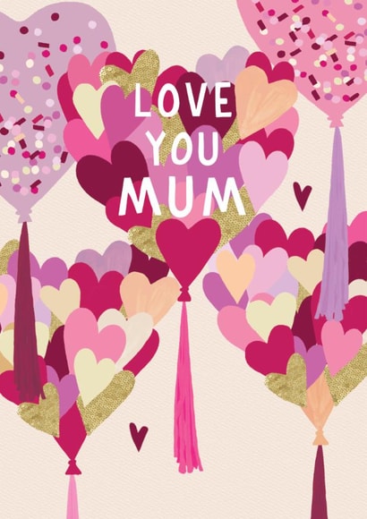 Classic Mother's Day Card - Heart Balloons - Love You Mum created by Louise Tiler