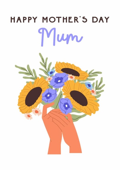Classic Mother's Day Card - Sunflower Bouquet - Blooming Lovely Mum created by Sad Girl Illustration