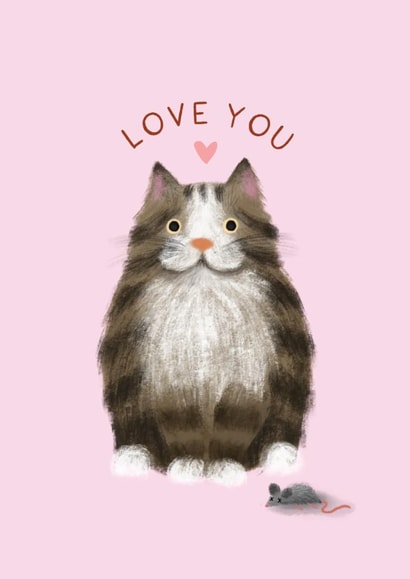 Funny Valentine's Day Card - Love You - Cat & Mouse created by Studio Mads