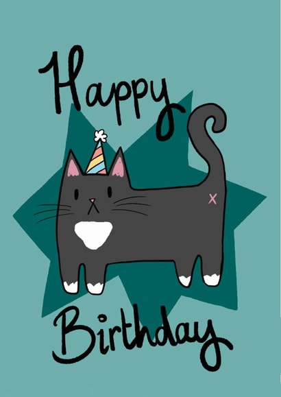 Party tuxedo Cat Birthday Card created by Mogs Austin