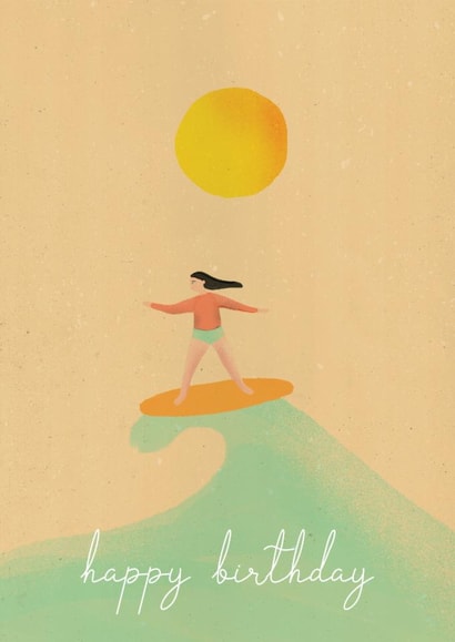 Arty Birthday Card - Surfing - Sunshine created by Victoria Lucy Williams