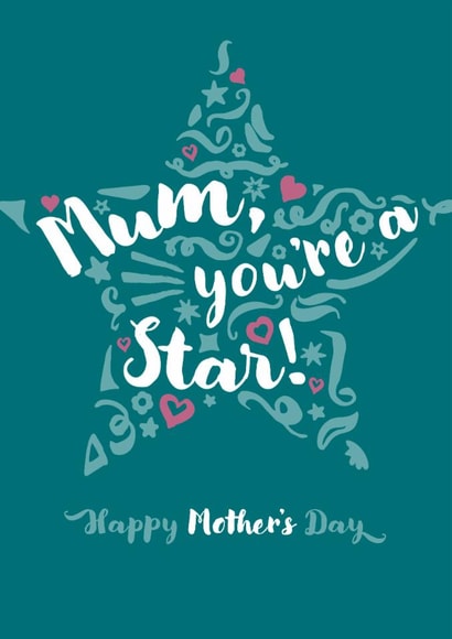 Classic Mother’s Day Card - Mum, You're A Star created by Fatchair Print