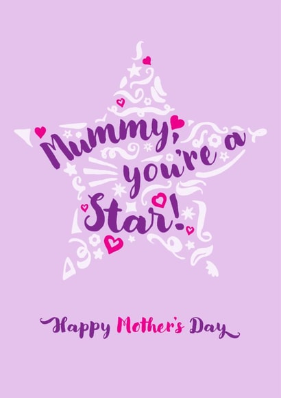 Classic Mother’s Day Card - For Mummy - Mummy, You're A Star! created by Fatchair Print