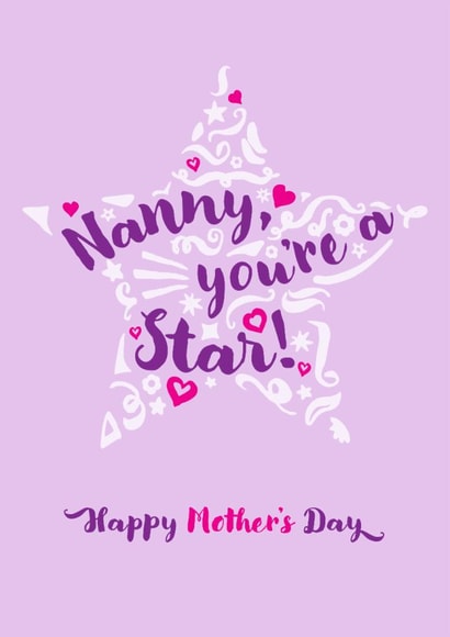 Classic Mother's Day Card - For Nanny - Star created by Fatchair Print