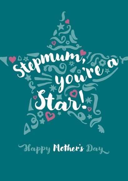 Classic Mother’s Day Card - For Stepmum - Star created by Fatchair Print