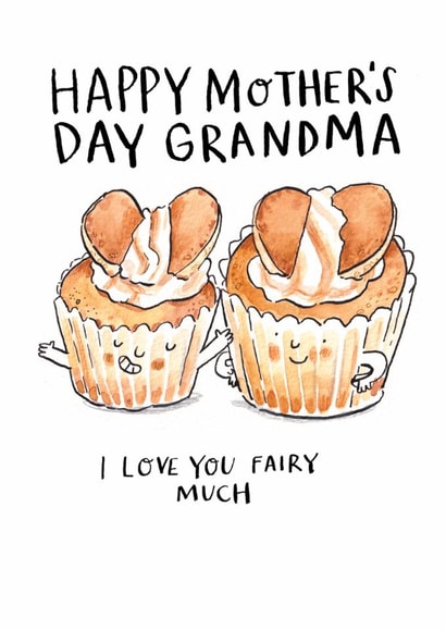 Cute Mother's Day Card - For Grandma - Fairy Cake Pun created by Jelly Armchair